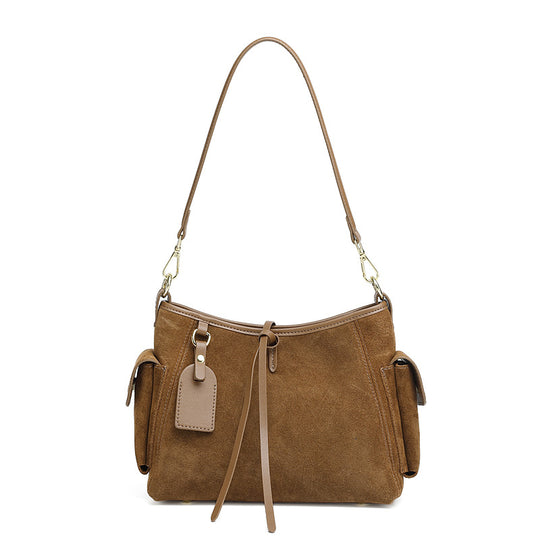 Damen Schultertasche aus feinem Wildleder mit praktischen Außentaschen Nord Taschen