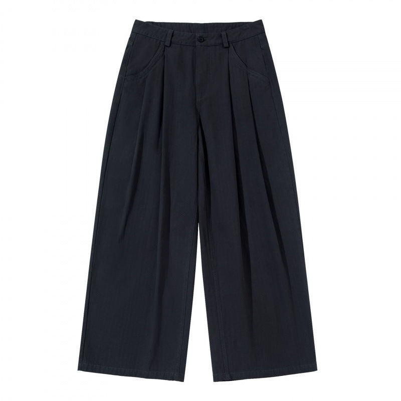 Damen Plissierte Bundfalten-Hose mit hohem Bund und weitem Bein Nord Taschen