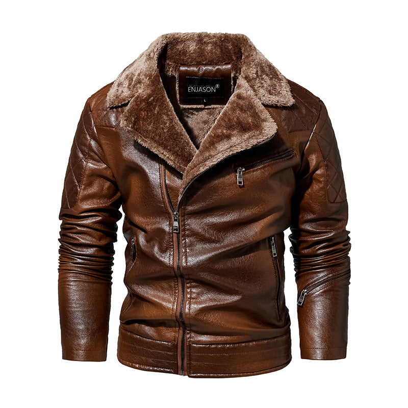 Herren Robuste Lederjacke mit Teddyfutter Nord Taschen