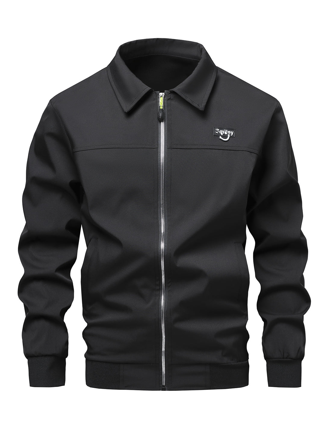 Herren Collar-Zip-Blouson aus Softshell mit gerippten Bündchen & Smiley-Patch Nord Taschen