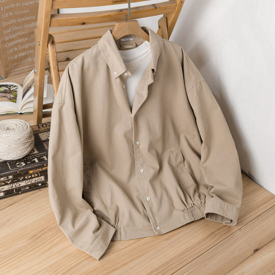 Herren Leichte Baumwoll-Utility-Jacke mit Knopfleiste und elastischem Saum Nord Taschen