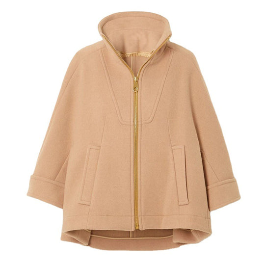 Damen Kurzcape-Jacke aus Wollmix mit Stehkragen und Reißverschluss Nord Taschen