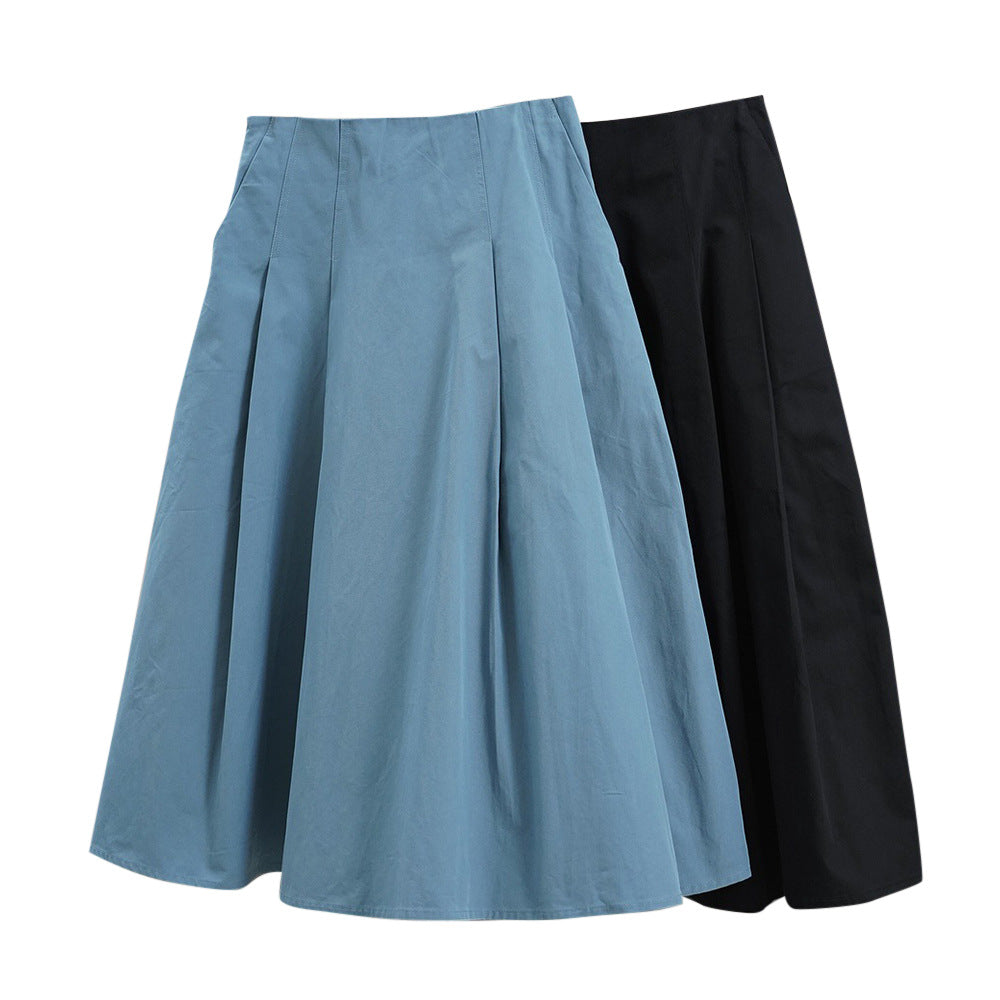 Damen Weites Midirock mit hoher Taille, Boxfalten und A-Linien-Silhouette Nord Taschen