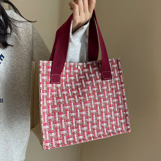 Damen Jute-Einkaufstasche mit modernem Gewebemuster Nord Taschen