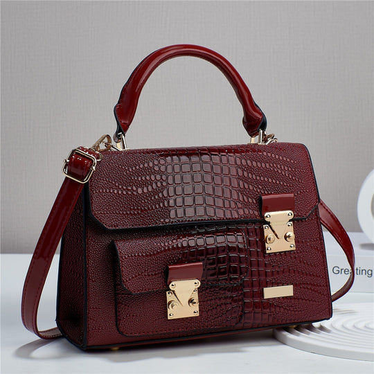 Damen elegante Handtasche im Krokodil-Design mit goldenen Akzenten Nord Taschen