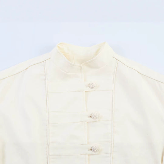 Damen Oversize Jacke mit Stehkragen und chinesischen Zierknöpfen Nord Taschen