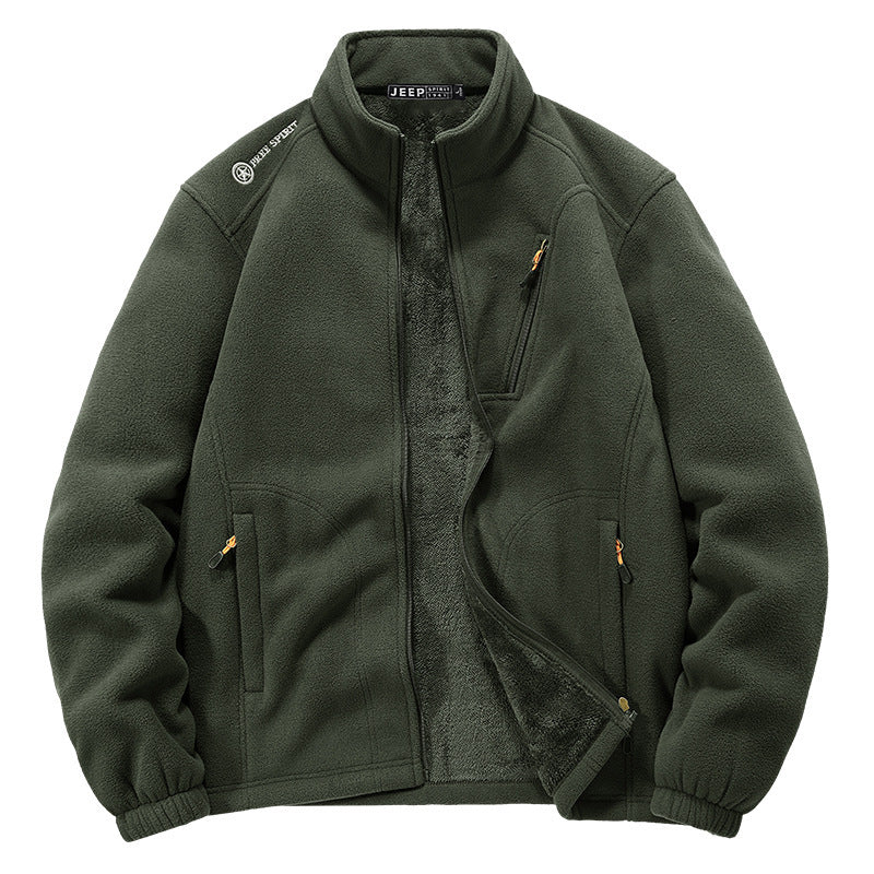 Herren Thermo‑Fleecejacke mit Sherpa‑Innenfutter, Stehkragen und Reißverschlusstaschen Nord Taschen
