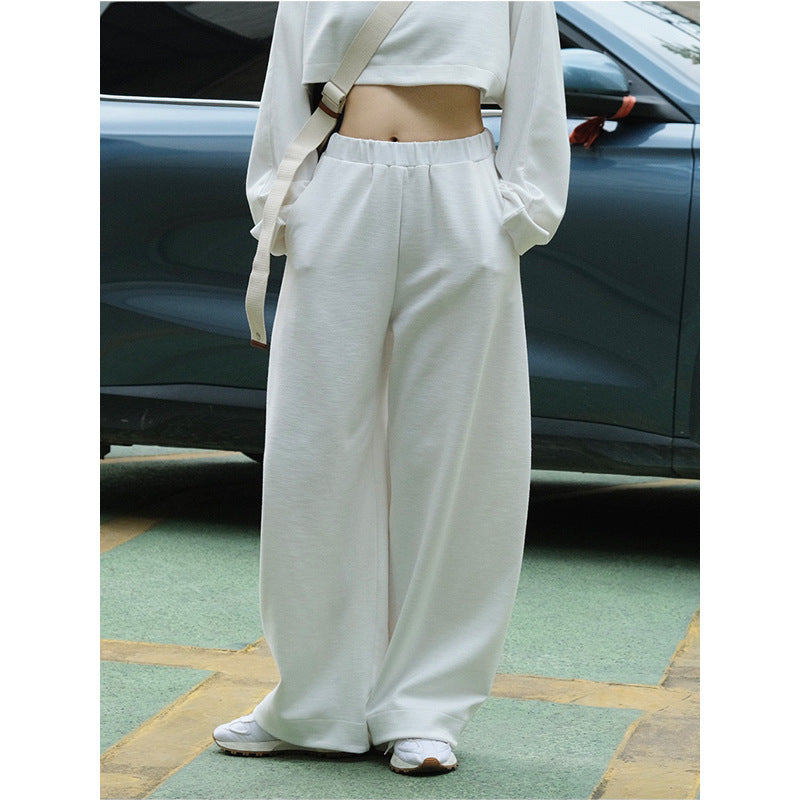 Damen Weite High‑Waist Sweathose aus Baumwoll-Fleece mit Elastbund und seitlichen Eingrifftaschen Nord Taschen