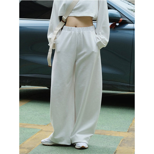 Damen Weite High‑Waist Sweathose aus Baumwoll-Fleece mit Elastbund und seitlichen Eingrifftaschen Nord Taschen