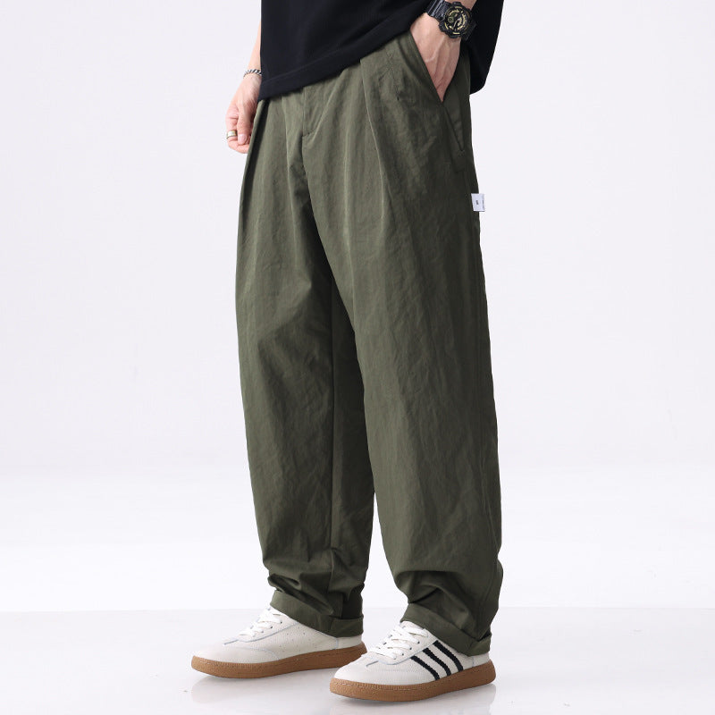 Herren Weite Baumwollmix-Cargohose mit Bundfalten und elastischem Kordelzug Nord Taschen