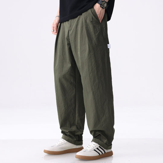 Herren Weite Baumwollmix-Cargohose mit Bundfalten und elastischem Kordelzug Nord Taschen