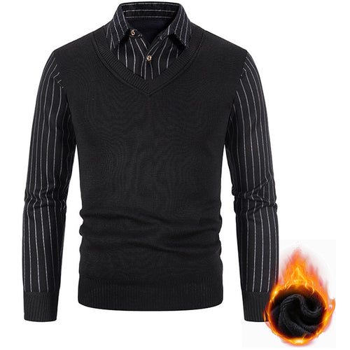 Herren Thermo-gefütterte V-Ausschnitt Strickweste mit Rippbündchen Nord Taschen