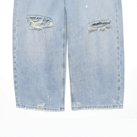 Damen Hochtaillierte Jeans mit weitem Bein und Destroyed-Optik Nord Taschen