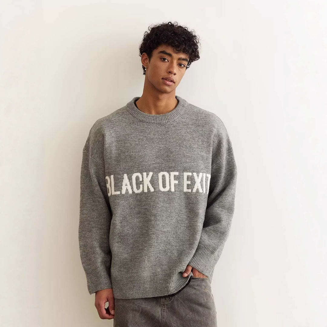 Damen Lässiger Oversized Pullover mit kreativem Schriftzug Nord Taschen