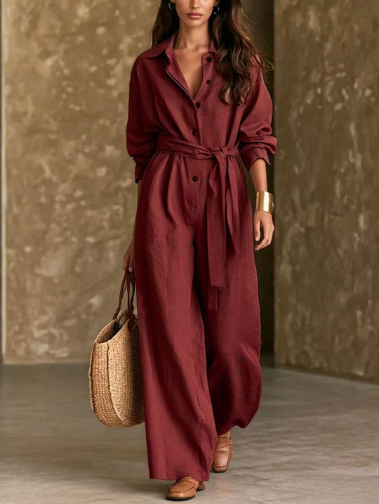 Damen Elegantes Hemdkleid mit Taillengürtel Nord Taschen