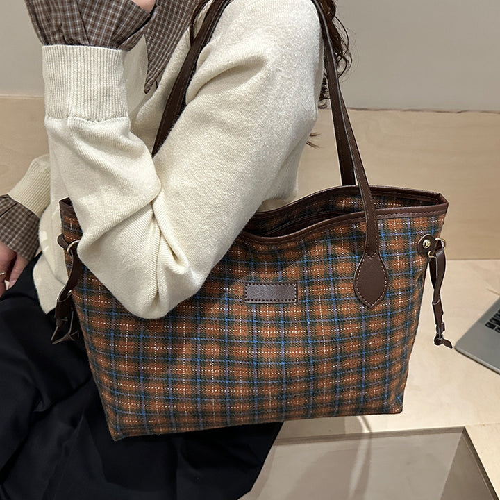 Damen Einkaufstasche mit modernem Karomuster Nord Taschen