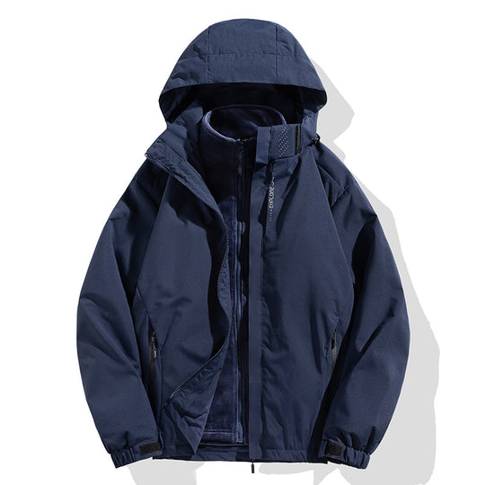 Herren zweiteilige Winterjacke mit abnehmbarer Fleece-Innenjacke wasserdicht winddicht Nord Taschen