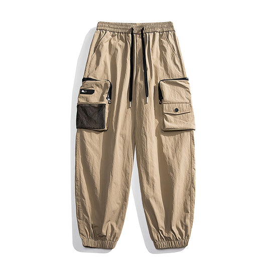 Herren Nylon Utility Cargohose mit elastischem Bund, verstellbarem Gürtel und Pattentaschen Nord Taschen