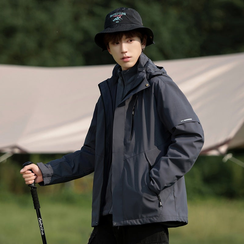 Herren Zweifarbige Wind- und Wasserabweisende Softshelljacke mit Kapuze Nord Taschen