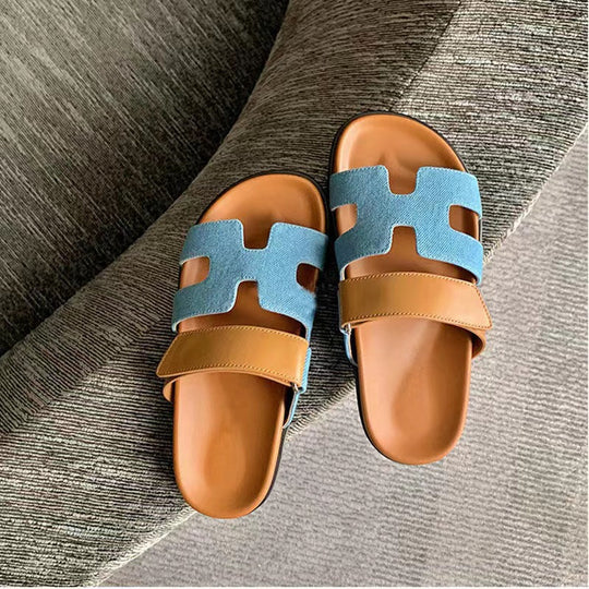 Damen Bequeme Zehentrenner-Sandalen mit breiten Riemen und rutschfester Sohle Nord Taschen