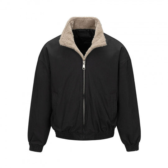 Herren Kastenförmige Bomberjacke mit Teddy‑Futter und hohem Stehkragen Nord Taschen