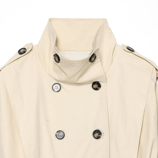Damen Cropped Doppelreihiger Trench‑Blouson mit hohem Stehkragen, Schulterklappen und elastischem Saum Nord Taschen