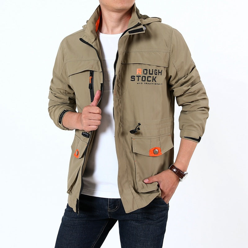 Herren Wetterfeste Outdoorjacke mit verstellbarer Kapuze Nord Taschen