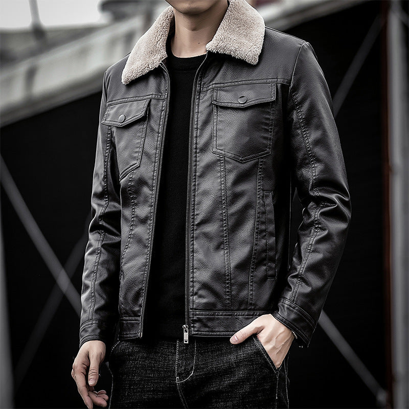 Herren Pilotenblouson aus Lederoptik mit Teddykragen und Utility‑Details Nord Taschen