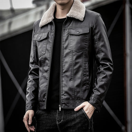 Herren Pilotenblouson aus Lederoptik mit Teddykragen und Utility‑Details Nord Taschen
