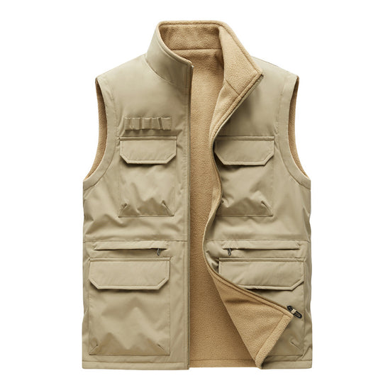 Herren Outdoor-Utilityweste mit acht Multifunktionstaschen, robustem Baumwollmix und Windschutzkragen Nord Taschen