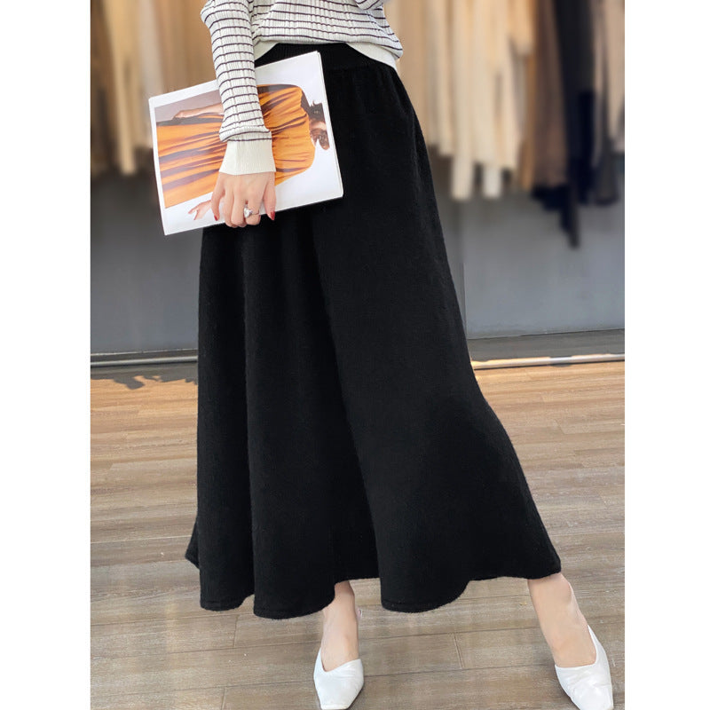 Damen Midirock aus gestricktem Wollmix mit ausgestellter A‑Linie Nord Taschen