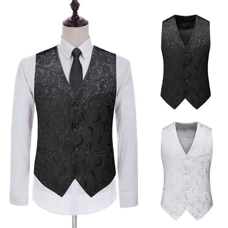 Herren Jacquardweste mit ornamentaler Struktur, spitz zulaufendem Saum und satinierter Rückseite Nord Taschen