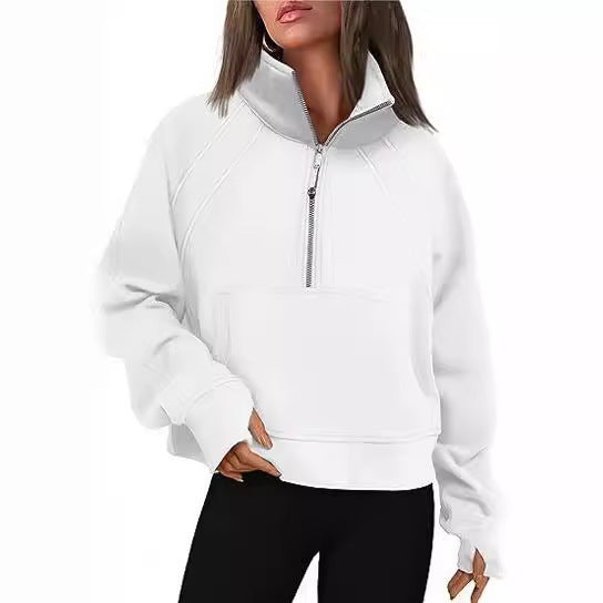Damen sportlicher Hoodie mit kurzem Reißverschluss und praktischer Kängurutasche Nord Taschen