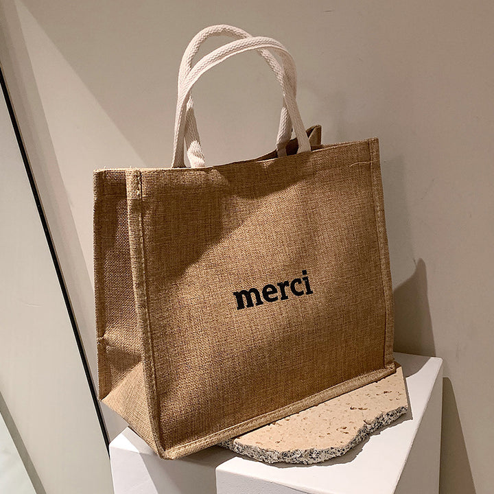 Damen Jute-Tragetasche mit stilvollem Sonnendesign Nord Taschen