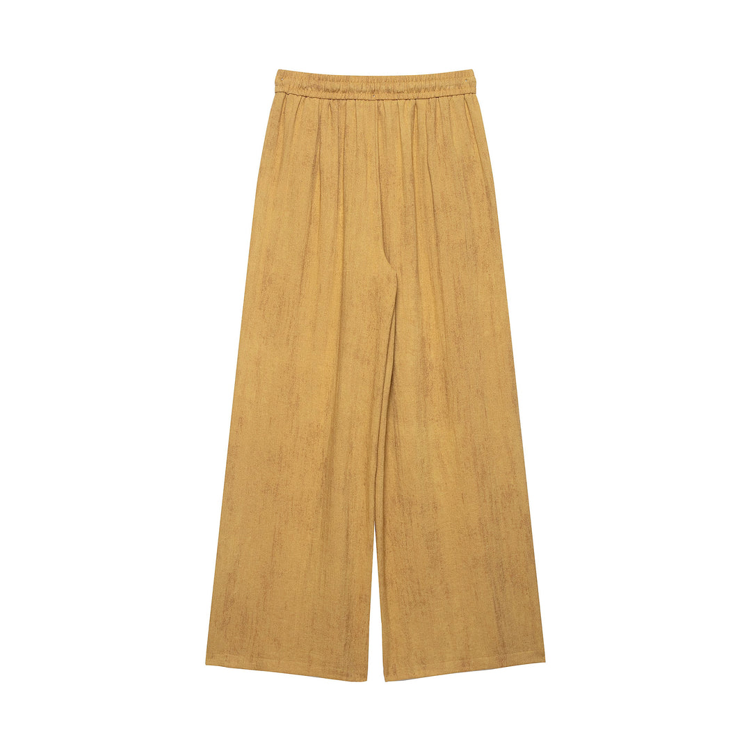 Damen Weite Culotte-Hose in Leinenoptik mit Gummibund und Zierkordel Nord Taschen