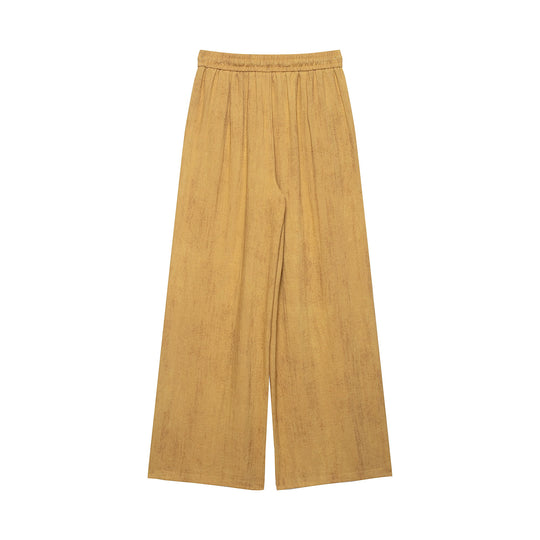 Damen Weite Culotte-Hose in Leinenoptik mit Gummibund und Zierkordel Nord Taschen