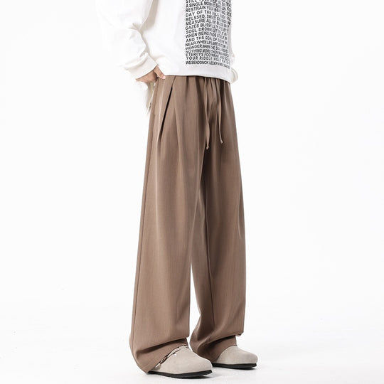 Damen Leichte Leinenoptik Palazzo-Hose mit elastischem Tunnelzugbund und dekorativen Falten Nord Taschen