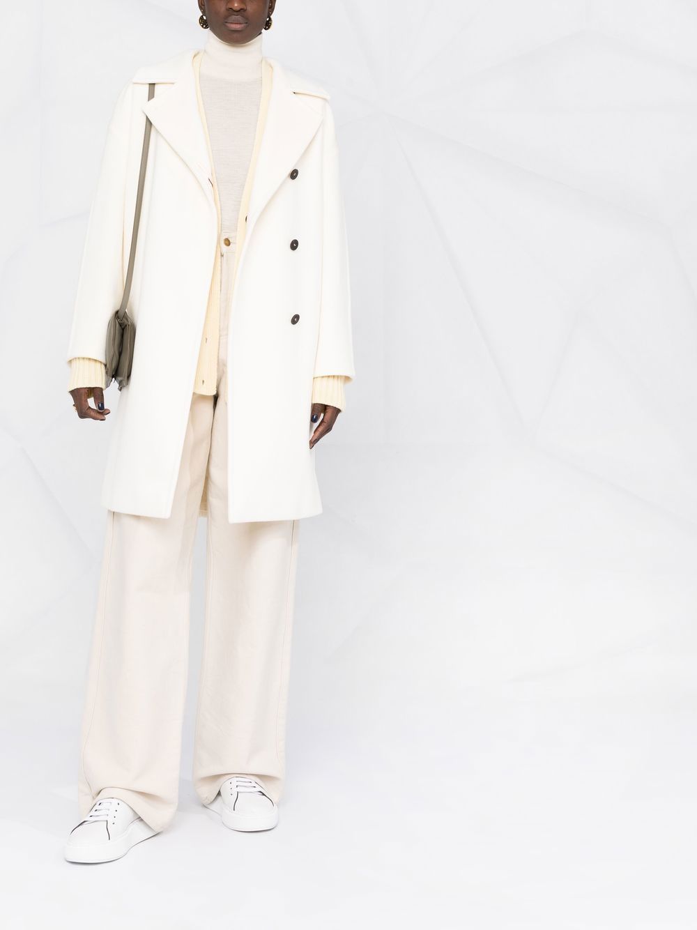 Damen Oversize Wollmix‑Mantel mit überschnittener Schulter und minimalistischer Knopfleiste Nord Taschen