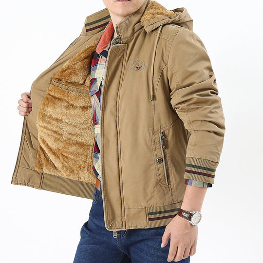 Herren Leichtgewichtige Utility-Bomberjacke mit Teddyfutter und Kapuze Nord Taschen