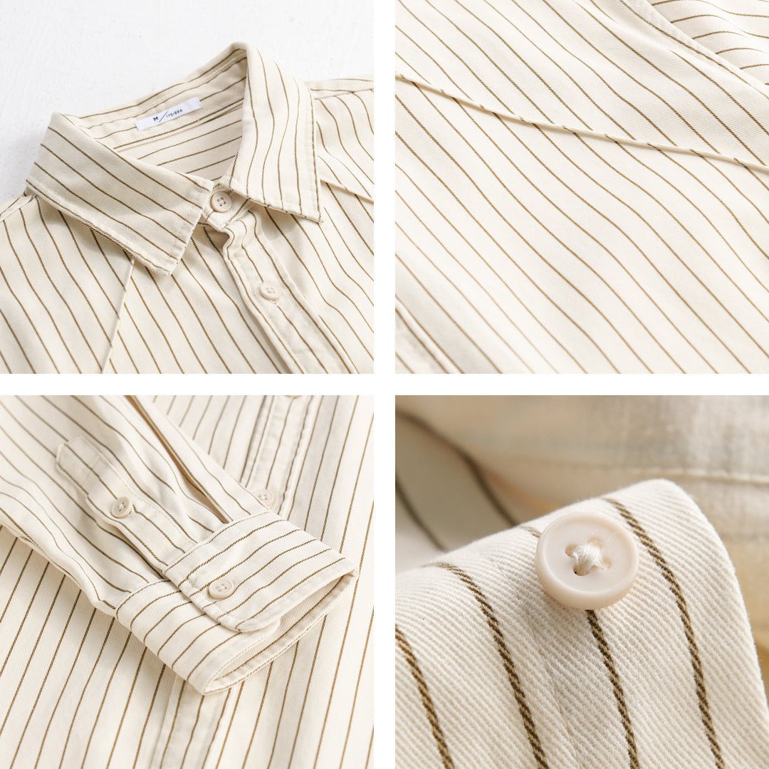 Herren Leichtes Streifen‑Overshirt mit Kentkragen und Raglanärmeln Nord Taschen