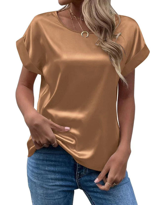 Damen Satin T-Shirt mit elegante Details