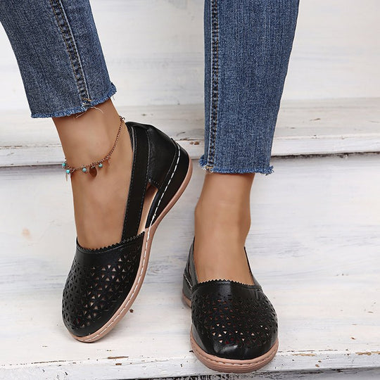 Damen Atmungsaktive Ballerinas mit modischem Lochmuster
