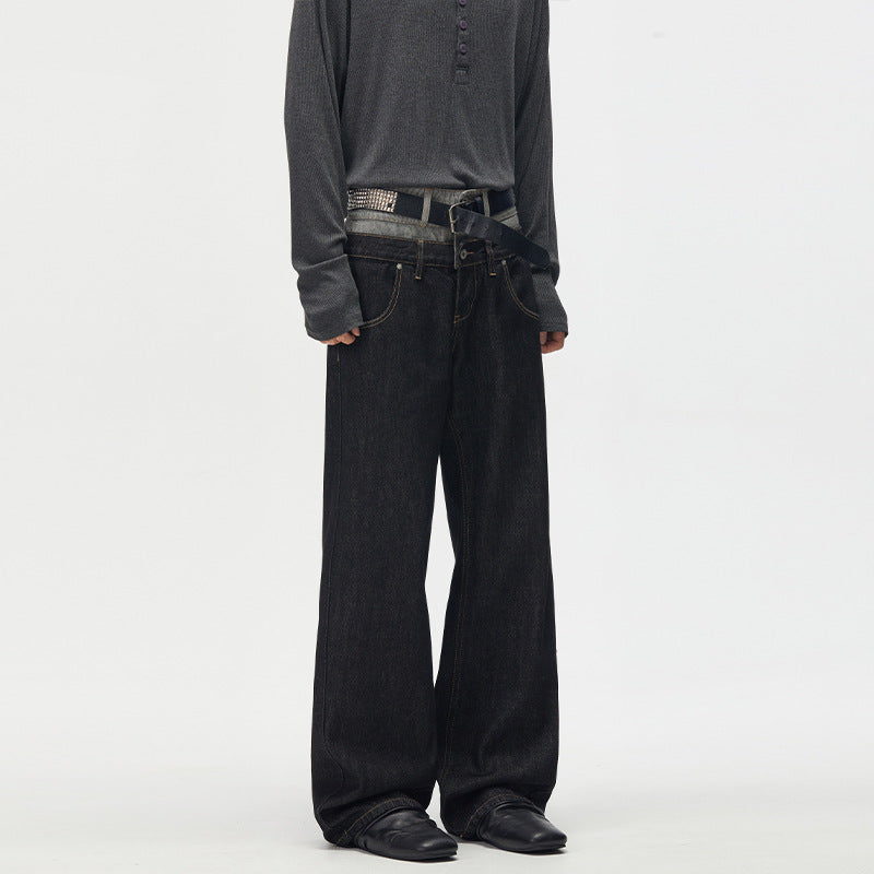 Herren Baggy-Denimhose mit doppeltem Bund und ultrabreitem Bein Nord Taschen