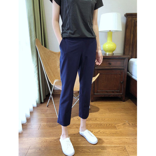 Damen Hochtaillierte knöchellange Chinohose mit schmal zulaufender Tapered-Silhouette und Stretchbund Nord Taschen