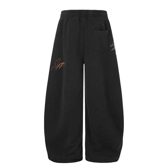 Damen Extraweite Palazzo-Sweathose mit Tunnelzugbund, Stickdetails und verstellbarem Saum Nord Taschen