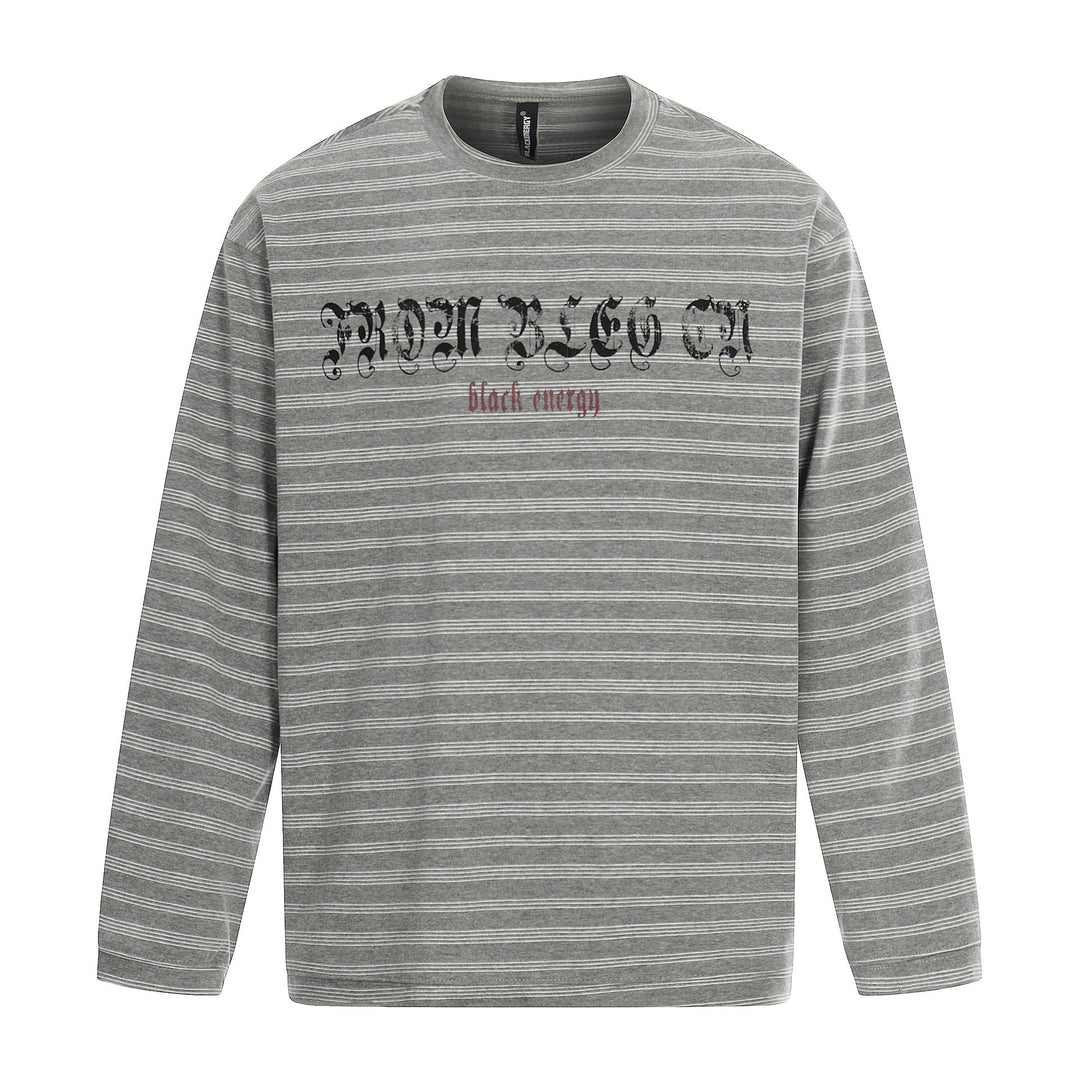 Herren Langärmeliges Streifen-Shirt mit Rundhalsausschnitt und Gothic-Print Nord Taschen
