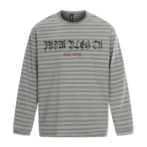 Herren Langärmeliges Streifen-Shirt mit Rundhalsausschnitt und Gothic-Print Nord Taschen