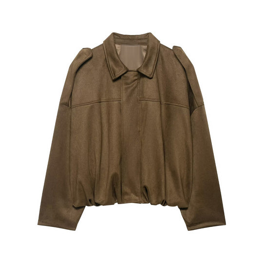 Damen Oversize-Cropped Jacke mit Balloon-Saum und Schulter-Cutouts Nord Taschen