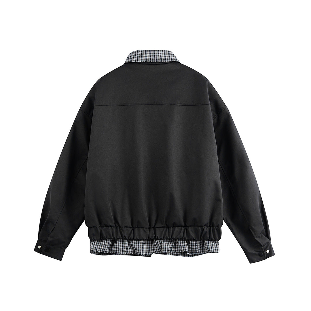 Herren Layered-Optik Blousonjacke mit Karokragen und verstellbarem Saum Nord Taschen