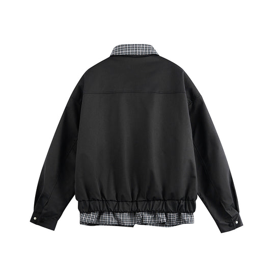 Herren Layered-Optik Blousonjacke mit Karokragen und verstellbarem Saum Nord Taschen